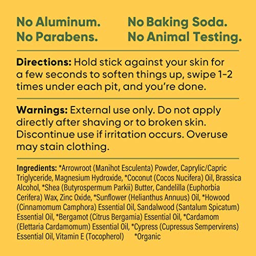 Pretty Frank Natural Baking Soda-Free Deodorant Stick, Woodlands 1-Pack | Aluminium-Free Deodorant for Women, Men & Teens | Made with Organic, Safe, Effective Ingredients