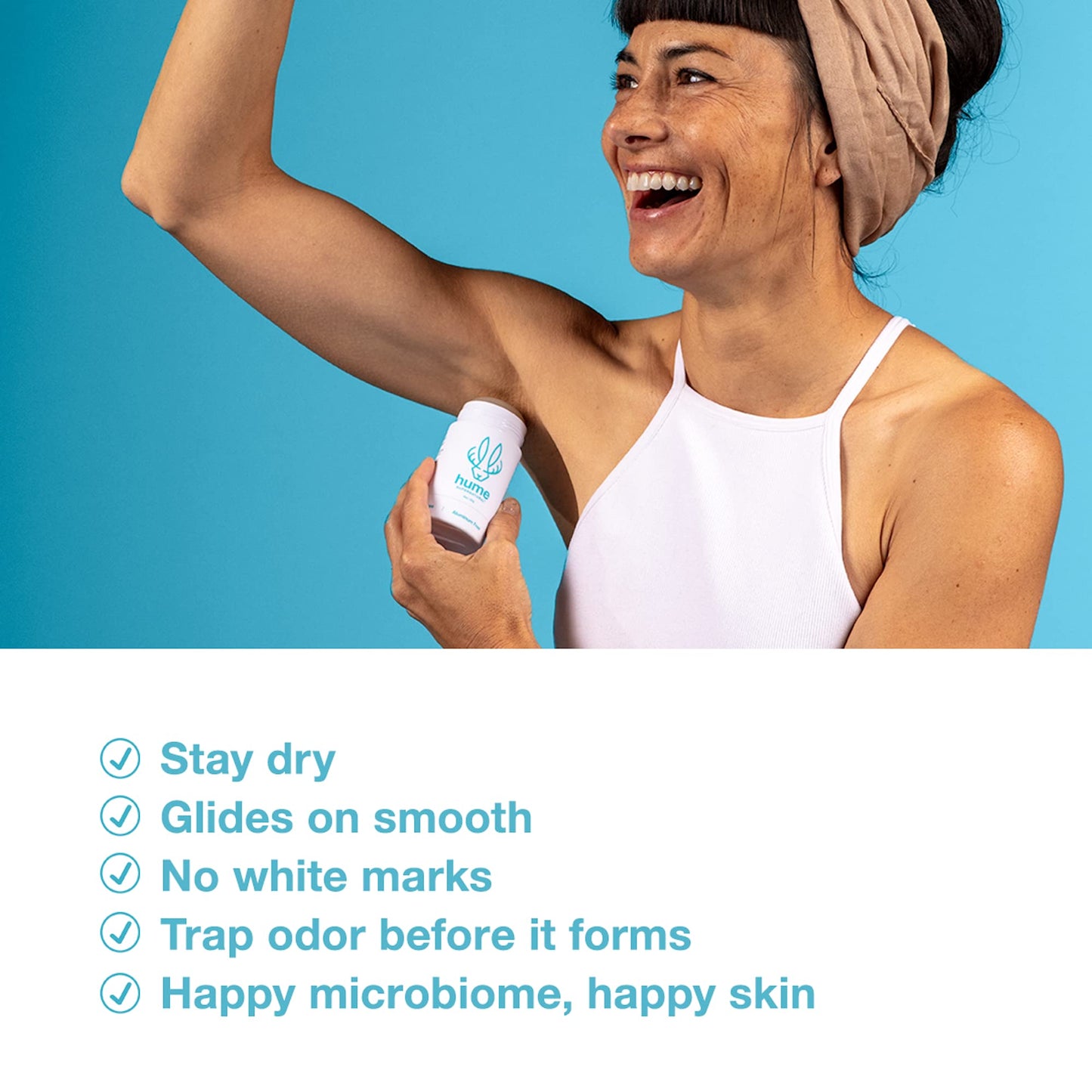 HUME SUPERNATURAL Aluminum Free Deodorant for Women & Men - Safe for Sensitive Skin - Probiotic, Plant-Based, Baking Soda Free, Aloe, & Cactus Flower, Anti Sweat, Stain & Odor - After Rain, 1-Pack