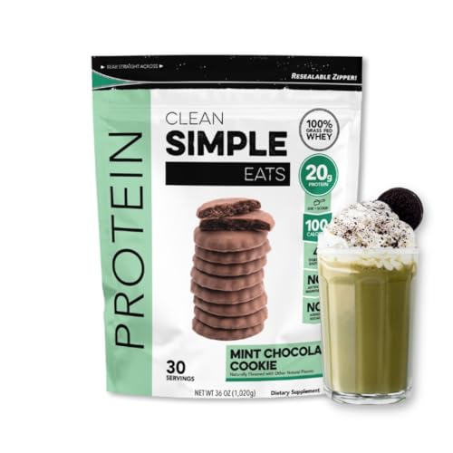 Clean Simple Eats Mint Chocolate Cookie Whey Protein Powder, Natural Sweetened and Cold-Processed Whey Protein Powder, 20 Grams of Protein (30 Servings)