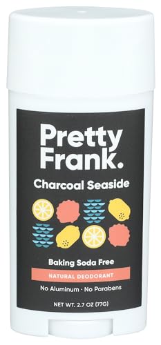 Pretty Frank Natural Aluminum-Free Deodorant Stick with Charcoal, Baking Soda-Free, Charcoal Seaside (1-Pack) | Sensitive Skin Friendly, Effective Odor Control for Women & Men, Organic Ingredients