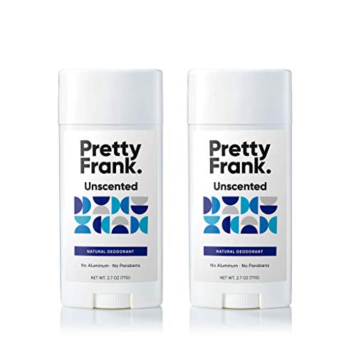 Pretty Frank Natural Deodorant Stick Made with Baking Soda, Unscented 2-Pack | Aluminium-Free Deodorant for Women, Men & Teens | Made with Organic, Safe, Effective Ingredients