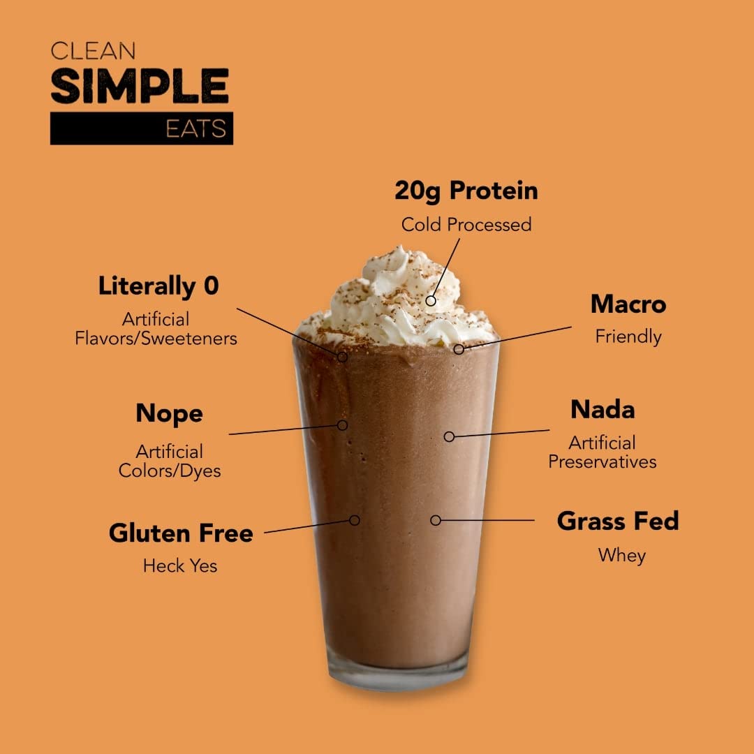 Clean Simple Eats Chocolate Peanut Butter Whey Protein Powder, Natural Sweetened and Cold-Processed Whey Protein Powder, 20 Grams of Protein (30 Servings)