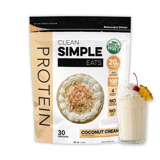 Clean Simple Eats Coconut Cream Whey Protein Powder, Natural Sweetened and Cold-Processed Whey Protein Powder, 20 Grams of Protein (30 Servings)