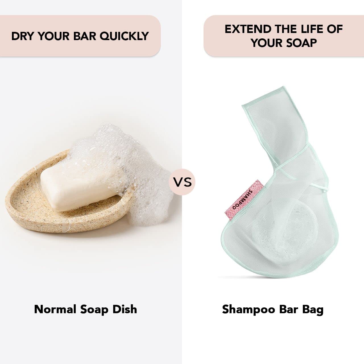 Kitsch Bar Soap Saver Bag - Beauty Bar Soap Bag & Bar Soap Pouch to Preserve Soap Bars | Body Wash, Conditioner & Shampoo Bar Holder | Soap Savers for Bar Soap | Recycled Mesh Soap Bag (Mint)