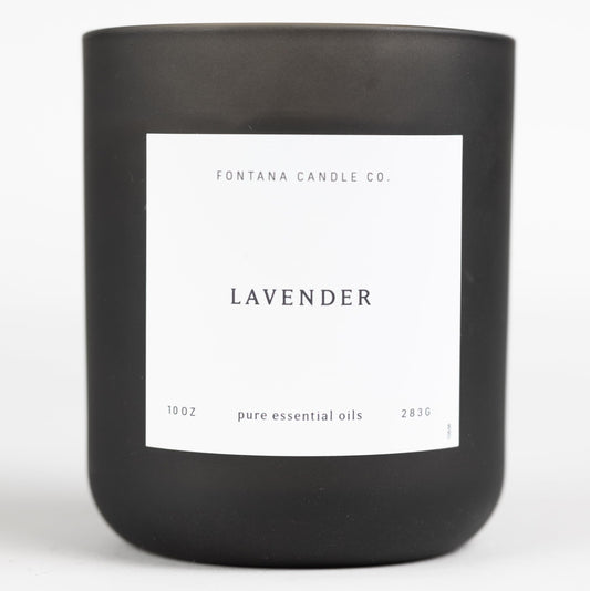 Fontana Candle Company - Lavender | Luxe Collection | Lightly Scented Candle 10 oz | Made from Beeswax and Coconut Oil | Pure Essential Oil | Wood Wick | Long Lasting | Non Toxic Clean Burn