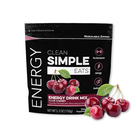 Clean Simple Eats Sour Cherry Energy Drink Mix, with 100mg Caffeine (30 Servings)