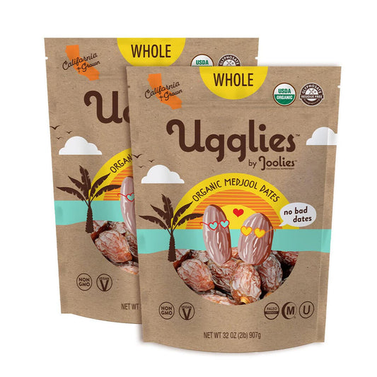 "Ugglies" By Joolies Organic Whole Medjool Dates | 2 Pound Pouch, Pack of 2 | Fresh California Grown Fruit | Vegan, Gluten-Free, Paleo, No Sugar Added | Great Gift for Friends & Famiy