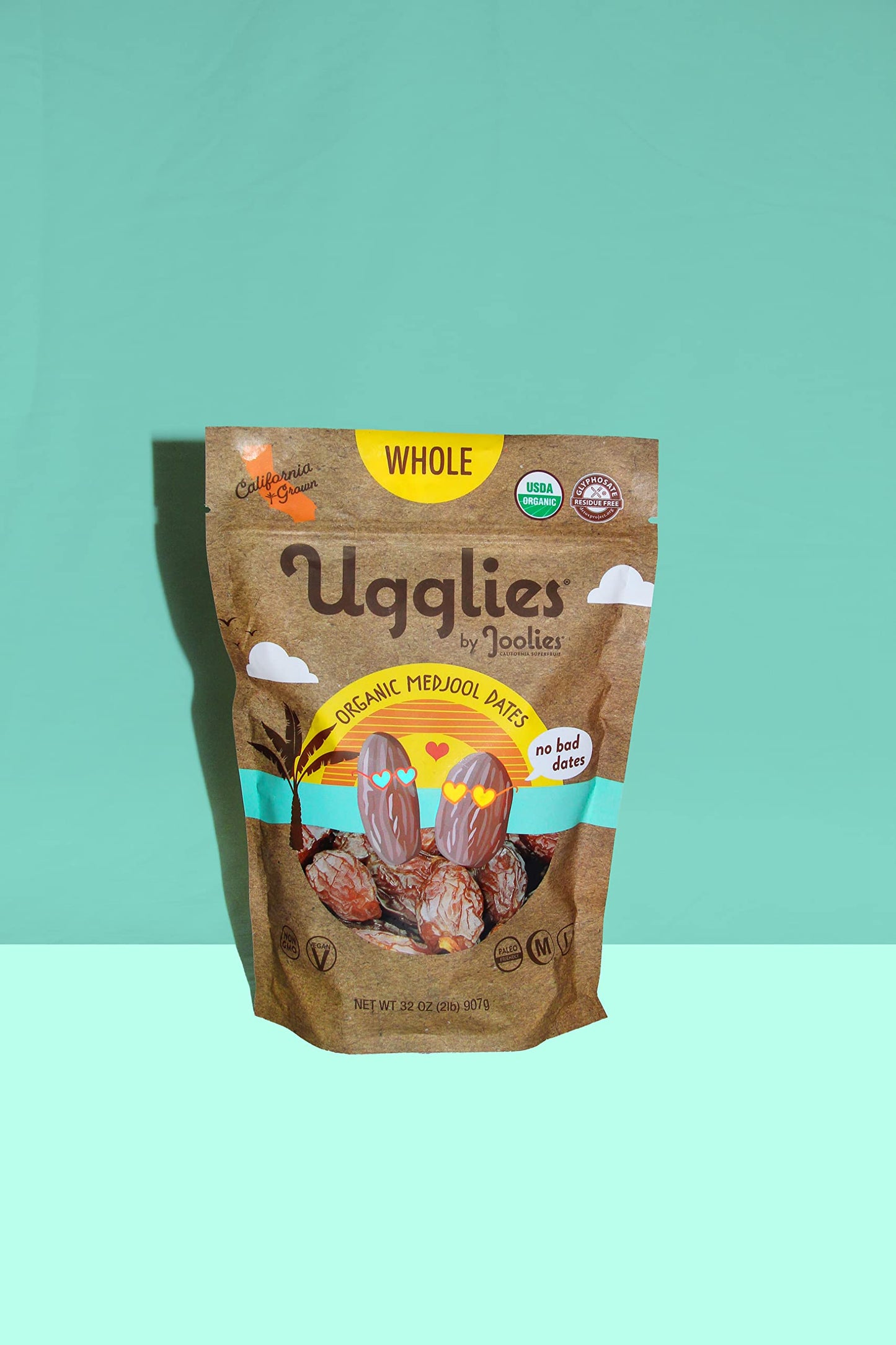 "Ugglies" By Joolies Organic Whole Medjool Dates | 2 Pound Pouch, Pack of 2 | Fresh California Grown Fruit | Vegan, Gluten-Free, Paleo, No Sugar Added | Great Gift for Friends & Famiy