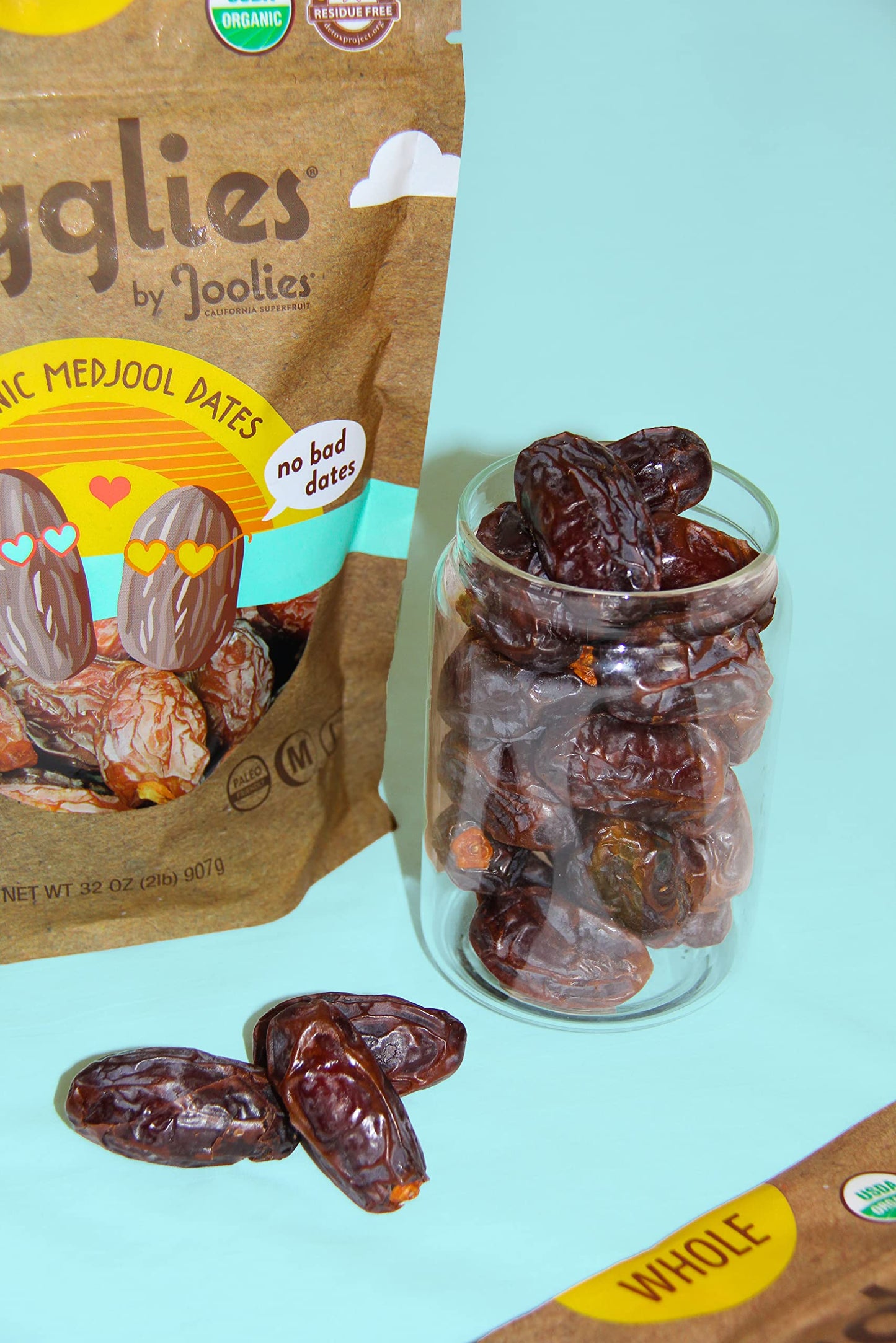 "Ugglies" By Joolies Organic Whole Medjool Dates | 2 Pound Pouch, Pack of 2 | Fresh California Grown Fruit | Vegan, Gluten-Free, Paleo, No Sugar Added | Great Gift for Friends & Famiy